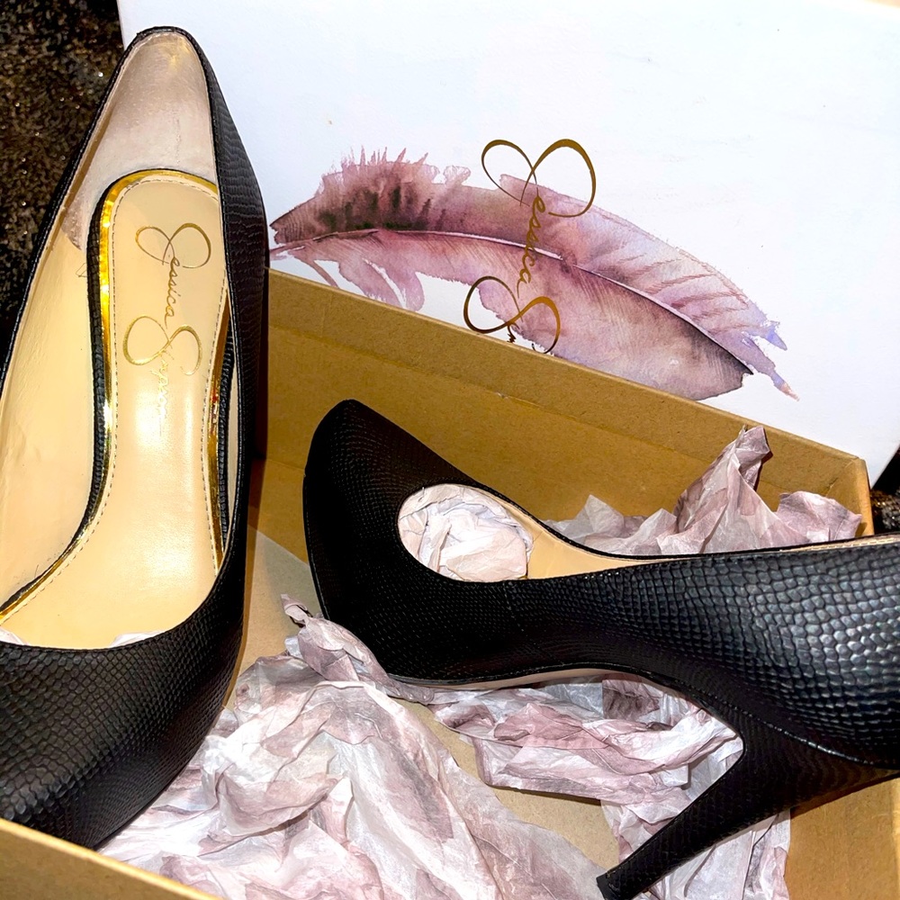 Jessica Simpson Black Snake print heel